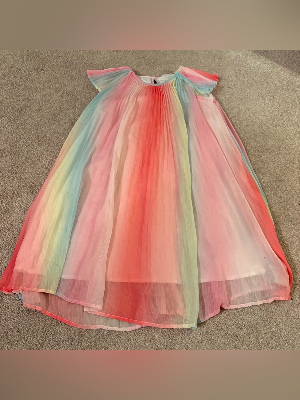 H&M size 7 Rainbow Pleated Sleeved Chiffon Dress